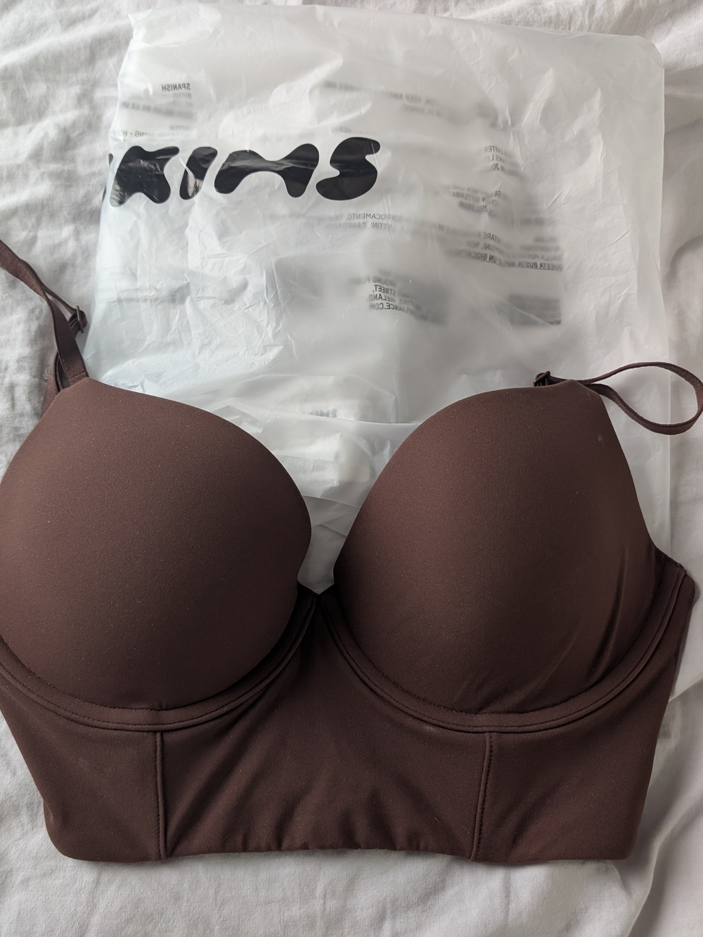 SKIMS Fits Everybody Longline Bra in Cocoa - 32D